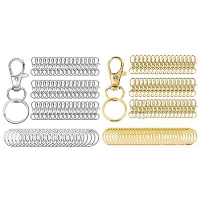 100Set Swivel Snap Hooks With Key Rings Metal Keychain Clip Snap Hooks For Keychain Clip, Lanyard, Key, Art Crafts, Silver+Gold