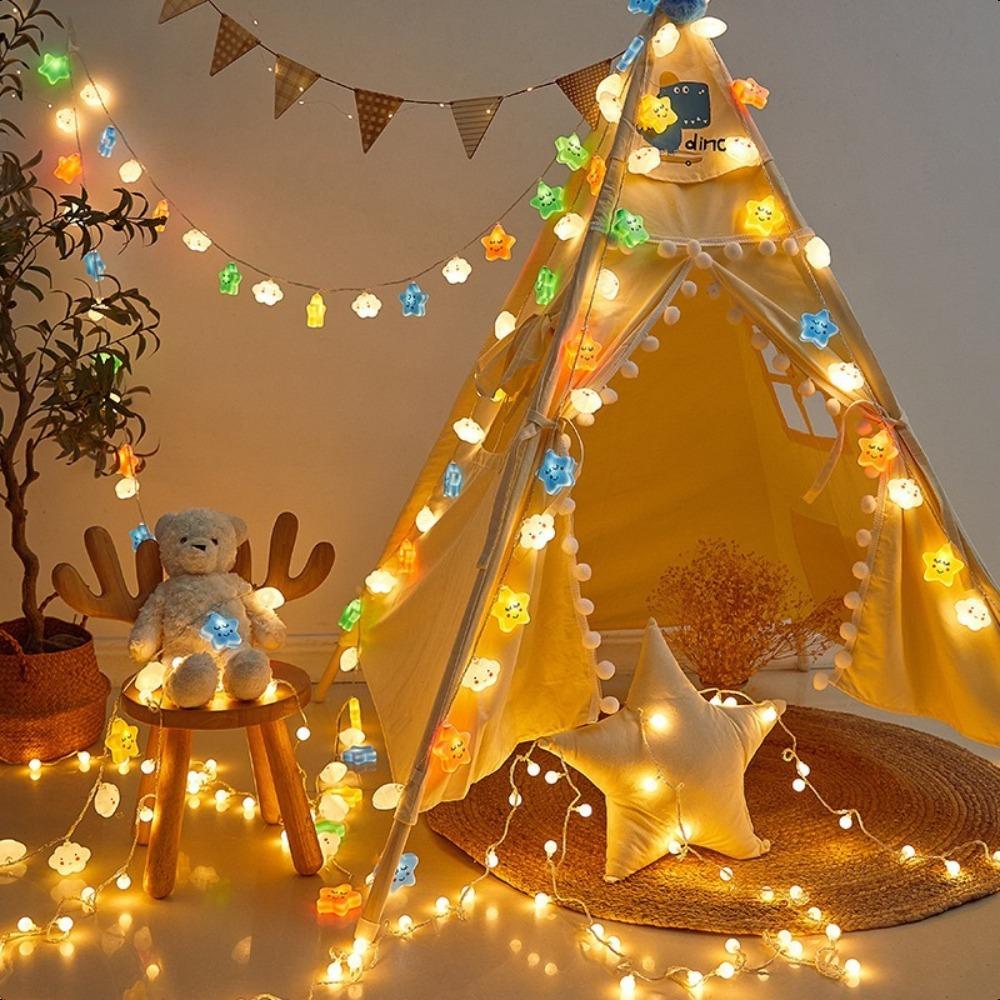 LED Colorful Stars Small Rainbow Cloud Decorative Lights Tent Hanging Lights Atmosphere Lights Decorative Lights Hanging Ornaments