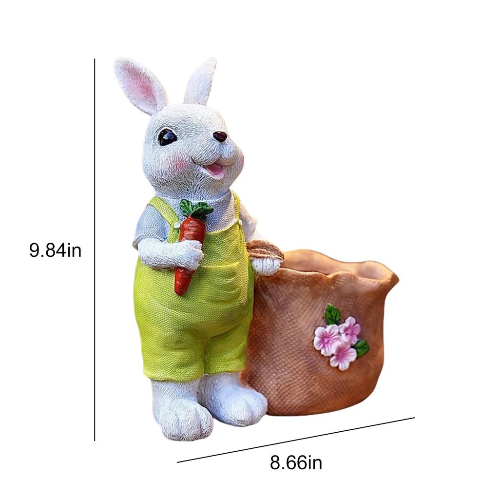 Bunny With Carrot Flower Pot Reusable Cartoon Spring Flower Pot Resin Animal Succulents Holder for Home Festival Decoration
