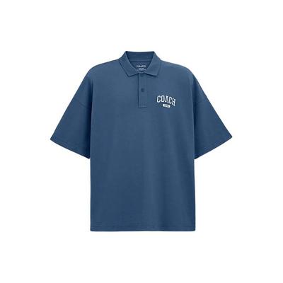 Camisa Polo Masculina SS24 Estampa de Letras Corte Reto Manga Curta Camisas Polo Azul-Marinho CO815-RF2