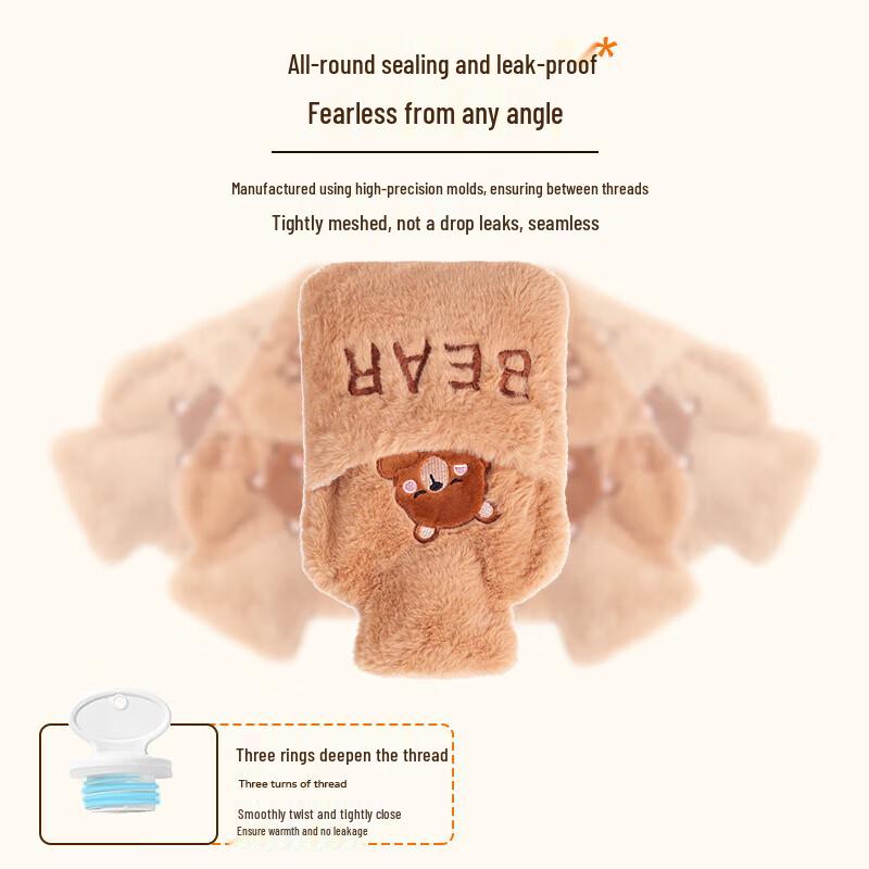 Lexue'er Large Hot Water Bottle with Rabbit Fur Hand Warmer Cover