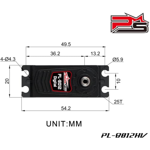 MALTA - PowerStar High-Speed ??Thin Digital Servo (0.07sec/12.0kg) with Metal Gears, High Voltage, and IP65 Waterproofing, Low Profile Size, PL-8012HV