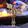 Articulated Pumpkin Man Halloween Decoration Spooky Wooden Pumpkin Skeleton Tabletop Ornament for DIY Home Office Decor