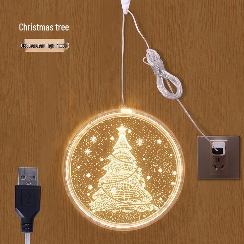 Luminous LED Christmas Suction Cup Color Lights 2025 – Indoor Festive Decoration 16cm Round Disk