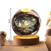 Galaxy Crystal Ball LED Night Lamp, Creative Engraved Night Light Wooden Base, Warm White Decorative Table Lamp for Home, Office, Bedroom