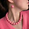 2Pcs Bohemian Colorful Bead Jewelry Set Adjustable Choker Necklace Earrings for Women Music Festival Accessory