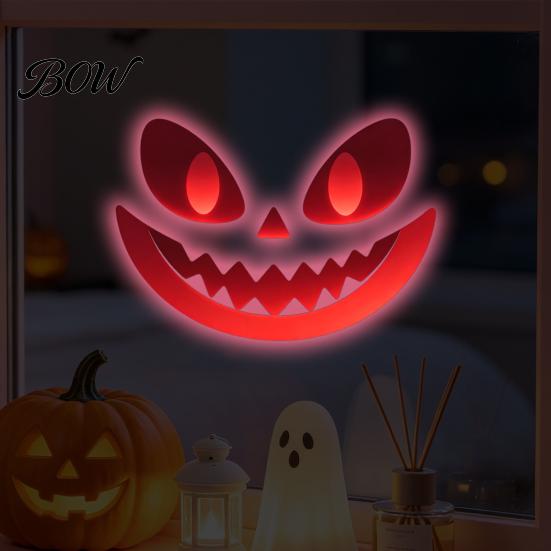 Glowing Window Wall Decorations Glow In The Dark Sticker, Self-adhesive Ghost Face Shape Decals, Outdoor Decor Halloween Waterproof PVC Stickers, for