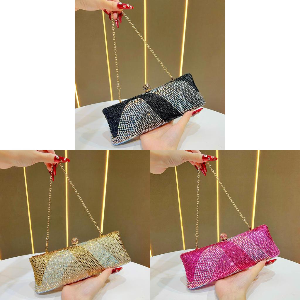 Luxurious Rhinestone Embellished Evening Clutch With Chain Strap For Formal Events