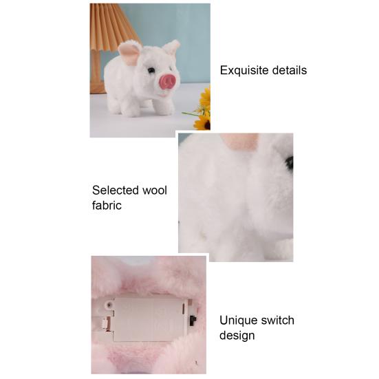 Electric Plush Pig Toy with Lifelike Sound Movable Nose Interactive Walking Pig Plushie Toddlers Simulation Stuffed Animal Toy