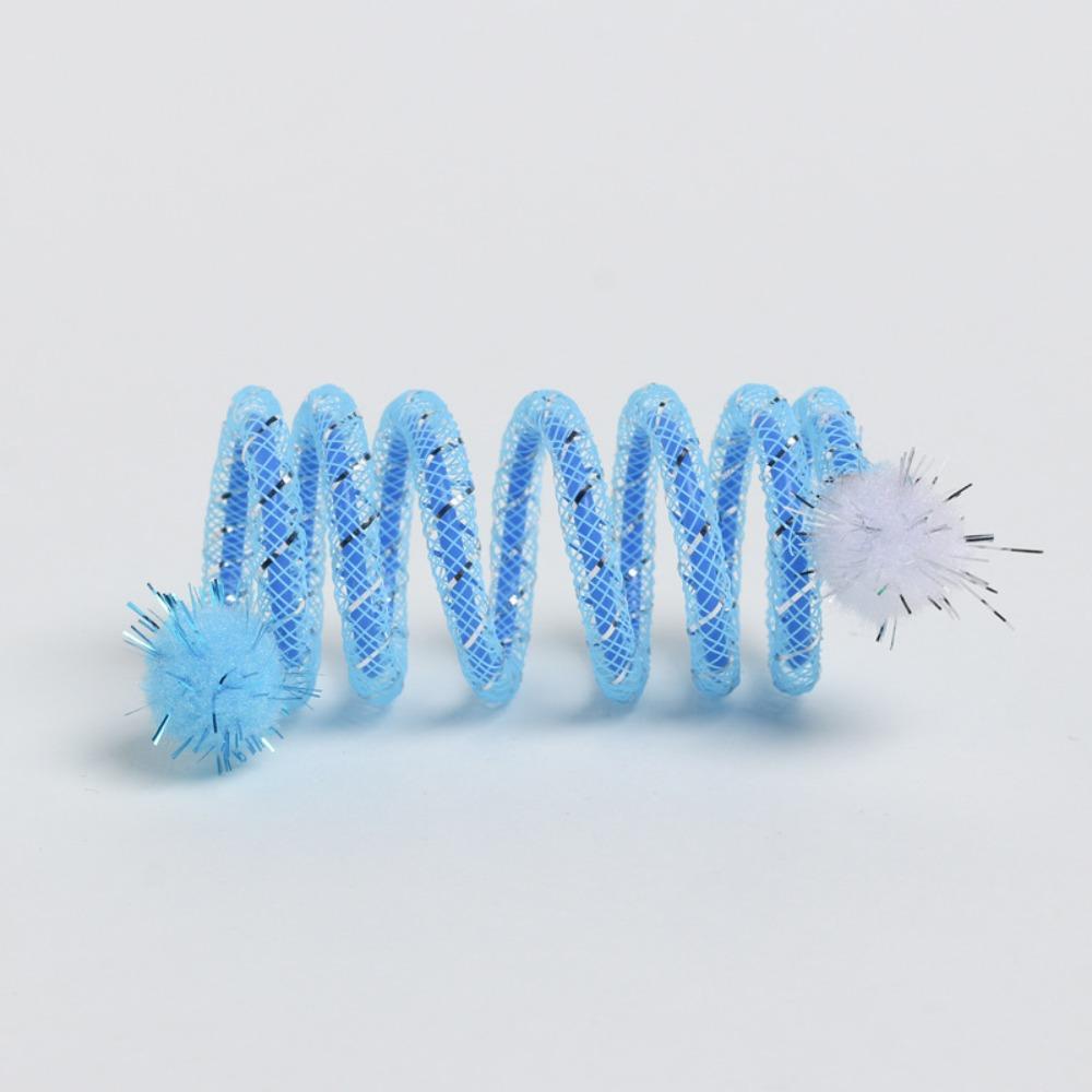 1 Pezzo Molla a Spirale Colorata con Palla di Peluche Giocattolo da Masticare per Gatti per Giochi al Coperto e all'Aperto Stimolante la Curiosità E