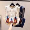 Retro Embroidered Style Knitted Vest Women's Round Neck Knitted Pullover Sleeveless Top Thin Sweater Commuting Casual Autumn