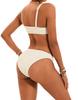 Women's Swimsuit Sexy White Metal Buckles Pleated Low Waist Swimsuit Two-Piece Bikini Set Beachwear Bathing Suits