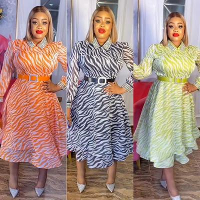 Νέο Γυναικείο Ευρωπαϊκής και Αμερικανικής Μόδας Φόρεμα με Κολάρο Πόλο και Σχέδια