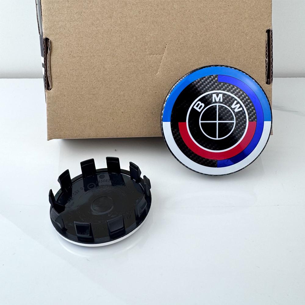 BCGRR1 Mini 4Pcs 56mm 68mm Wheel Center Caps for BMW 50th Anniversary M Power Carbon Fiber Rim Hubcap Emblem E46 E90 F10 F30 G20 X5