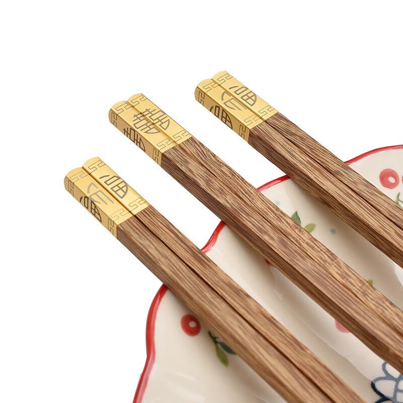 Hui Huang Wenge Holz Goldenes Vermögen Essstäbchen Set, 10 Paare