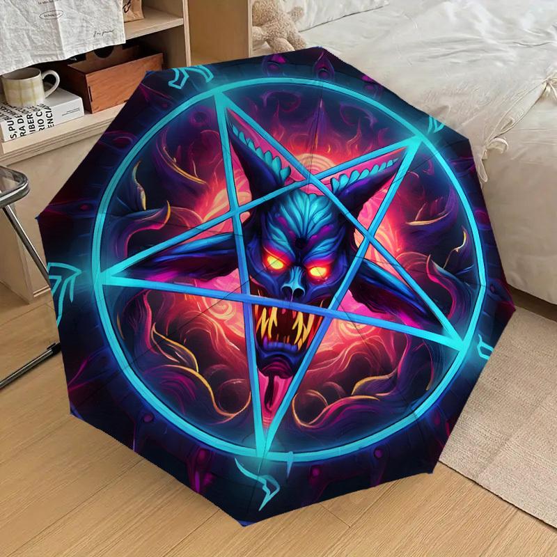 1pc Devilish Pentagram Symbol Umbrella with Plastic Handle,Suitable for All Seasons Home Travel Outdoor UmbrellaDD1291