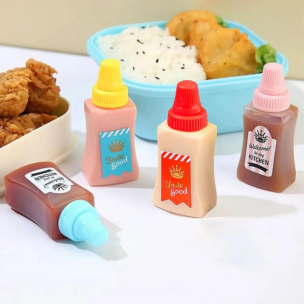 4pcs-Mini Sauce Bottle Refillable Ketchup Honey Salad Containers Bottles Portable Sauce Jars Lunch Box Dressing Dispensers Box