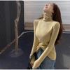 Piled Collar Solid Color All-match Knitted Sweater Women's Autumn and Winter Western-style Slim-fit Coat Inner Knitted Base Shirt