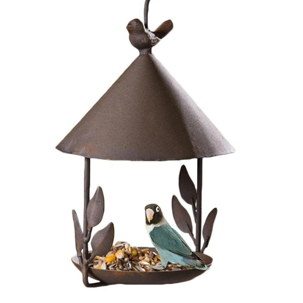 Rainproof Bird Food Dispenser Windproof Bird Feeding Dish Garden Decor Bird Water Bowl Yard