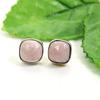 Solid 925 Sterling Silver Pink Opal Cushion Studs Earrings Handmade Jewelry Gift For Her