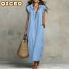 Fashion Summer Spring Solid Color Print Sleeveless V-Neck Casual Dresses