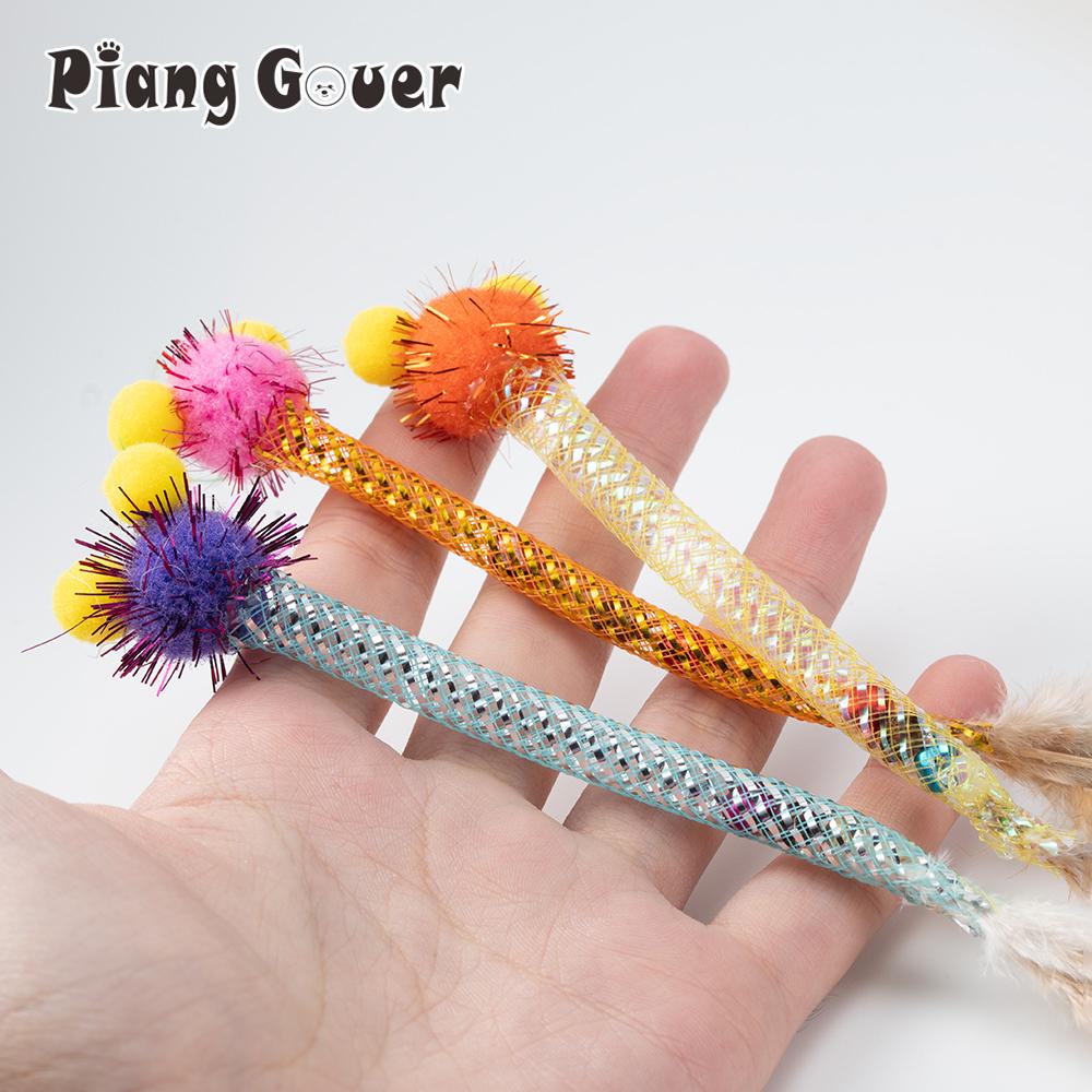 5pcs Plush Ball Feather Cat Toy Simulated Tube Worm Feather Pet Toys