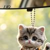 Creative Cat Gifts for Teens Acrylic Car Hanging Decor, Cute 2D Flat Rearview Mirror Transparent Ornament Pendant, Kawaii Keychain Accessories,