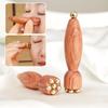 1pc Handheld Brass Lotus Eye Massage Stick Raw Wood Beauty Eye Relaxation Spot Meridians Acupoint Massage Facial Gua Sha Tools