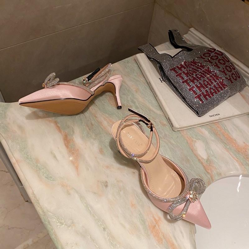 fashion Fashion Women Transparent Sandals Pointed Toe PVC Elegant Pumps Thin High Heels Rhinestone Ankle Strap Buckle Closed Dress Shoes