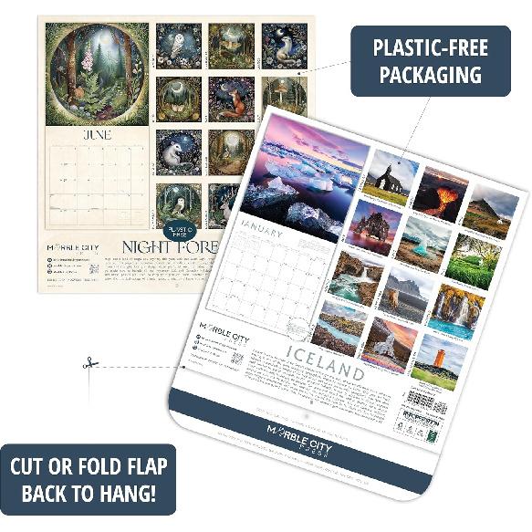 Marble City Press Modern Quilts Calendar 2026 | 12" x 24" Fiber Arts Calendar 12 Month Maker Improv Quilting Patterns, Heidi Parkes, Sewing and