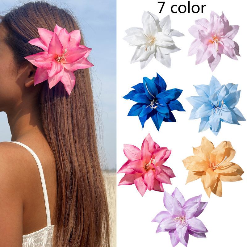 Holiday lily flower hairpin, small fresh and super fairy atmosphere simulation flower hairpin headgear female