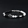 Stainless Steel Double-Sided Cross & Tiger Eye Beaded Bracelet for Men, Adjustable European & American Style