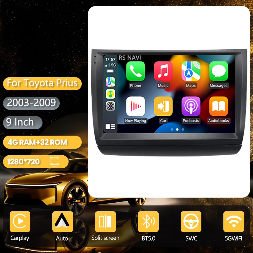 Android 16 for Toyota Prius 20 2002 - 2009 wifi+4G Carplay Car Radio GPS Navigation Multimedia Player Steering Wheel Control