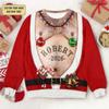 2026 Neues Santa haarige Brust Tattoo 3D Illusion Weihnachten Sweatshirt Neuheit Anzug-Imitation Grafik Pullover Unisex Lustige Party Oberteile