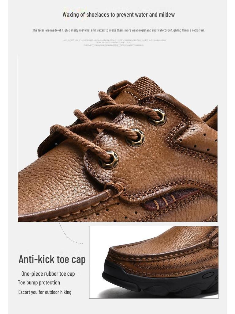 Scarpe Casual da Uomo in Vera Pelle - Suola Morbida, Business Casual, Stile Papà di Mezza Età, Design Slip-On