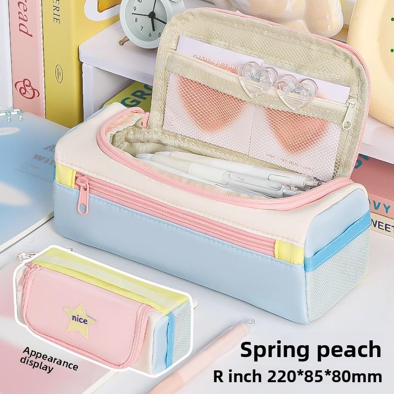 Multilayer Star Shape Pencil Case With Fabric Material For Student Office Use