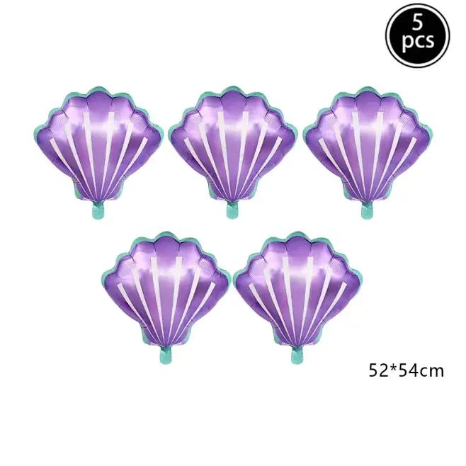 5pcs/set Mermaid Tail Shells Balloons Under the Deep Sea Mermaid Theme Party Decorations Baby Shower Girl Birthday Party Favors