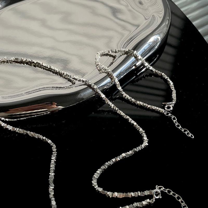 French Fragment S925 Sterling Silver Layering Chain - Versatile Fashion Ancient Style Sparkling Sweater Chain