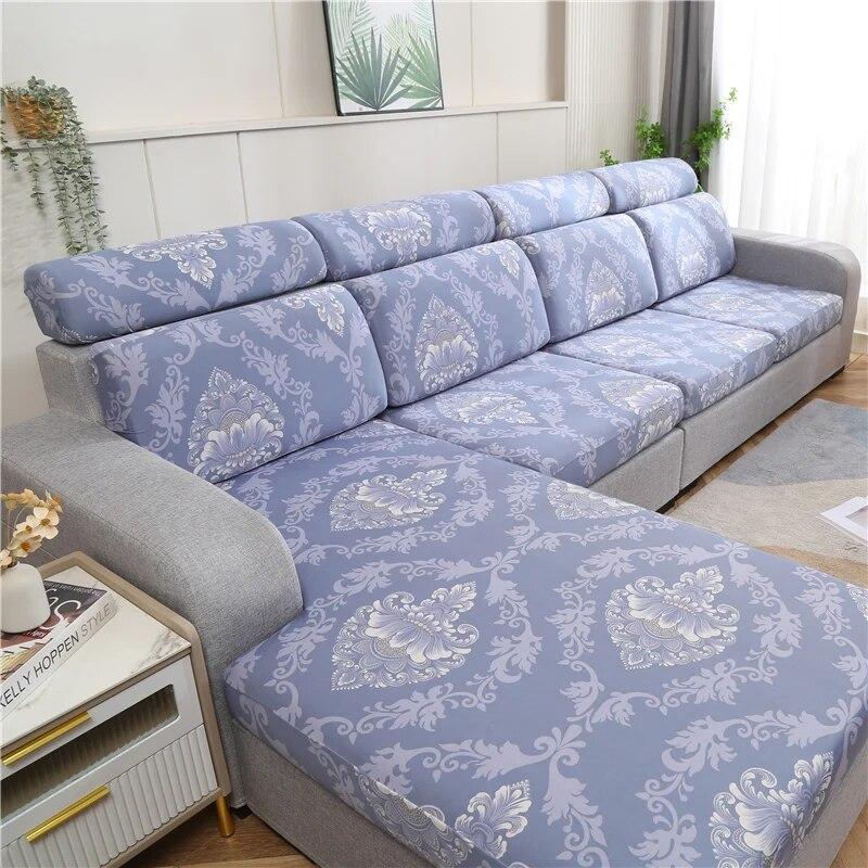 Stretch-bedruckter Stretch-Sofa-Sitzkissenbezug, Rückenlehnenbezug, Schutz für Couch, Sofabezug, L-Form, Chaselong-Schonbezüge