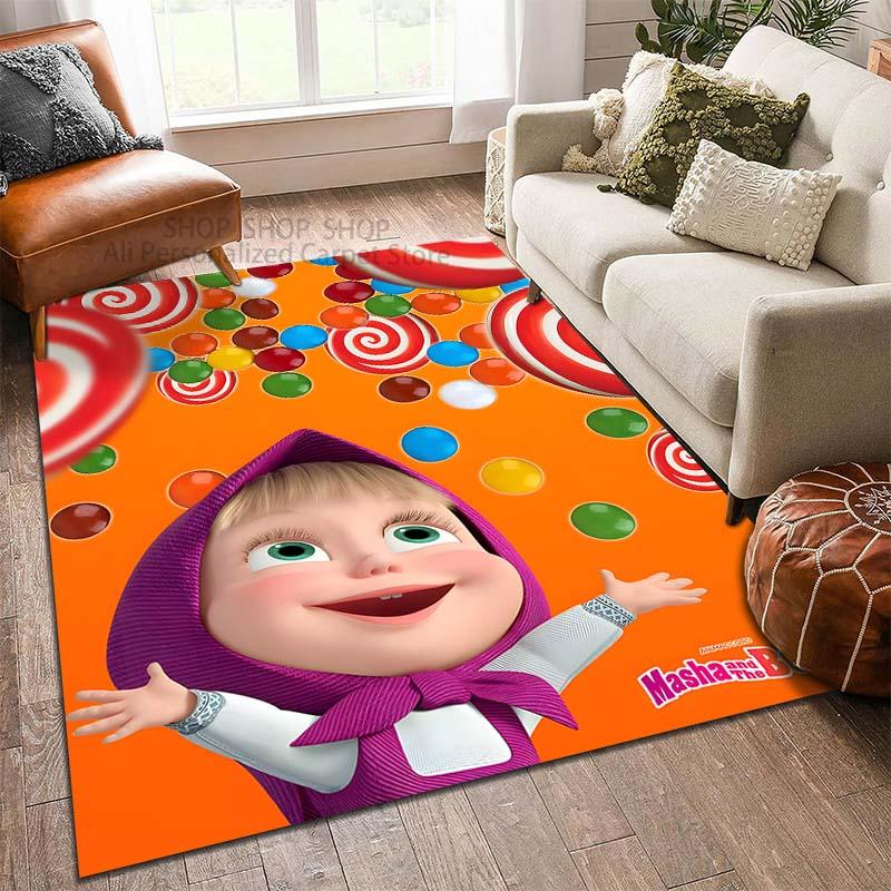 

3D M-Masha and Bear Pattern Carpet for Living Room Bedroom, Sofa Rug, Home Decor Non-slip Mat Surprise Gift for Son and Daughter 40x60cm