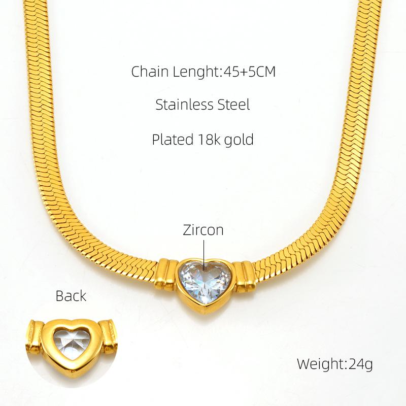 

Новая модная цепочка из нержавеющей стали с лезвием Love Circon ожерелье индивидуальность классический дизайн в форме сердца атмосфера универсальный золотой