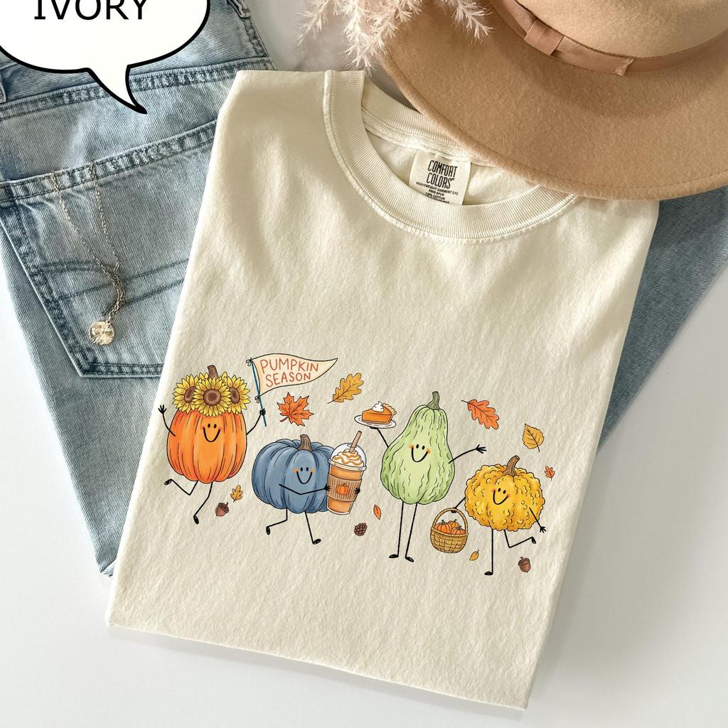 Comfort Colors® Pumpkin Season T-Shirt, Autumn Doddle Shirt, Thanksgiving Gift