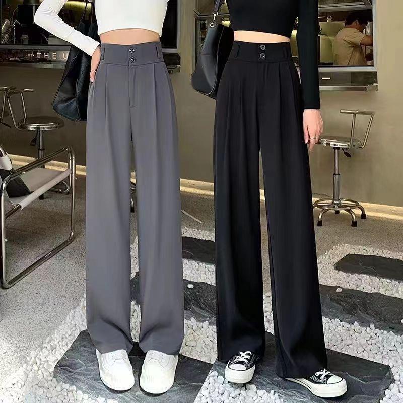 Women's High-Waisted Black Wide-Leg Pants for Petite & Pear-Shaped Figures