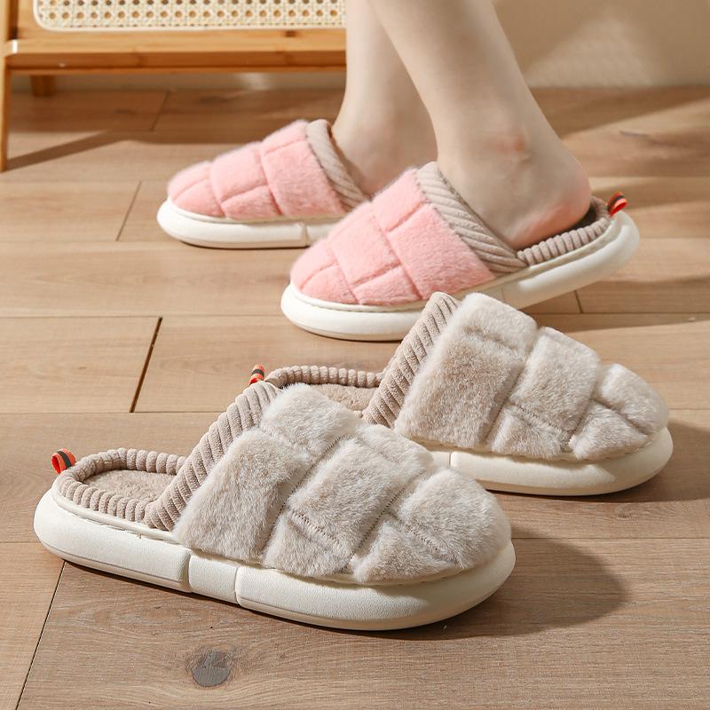Winter Warm Cotton Slippers Thick Soft Sole Slippers Men Women Indoor Floor Flat Home Non-slip Shoes Flip Flops Couple Slippers