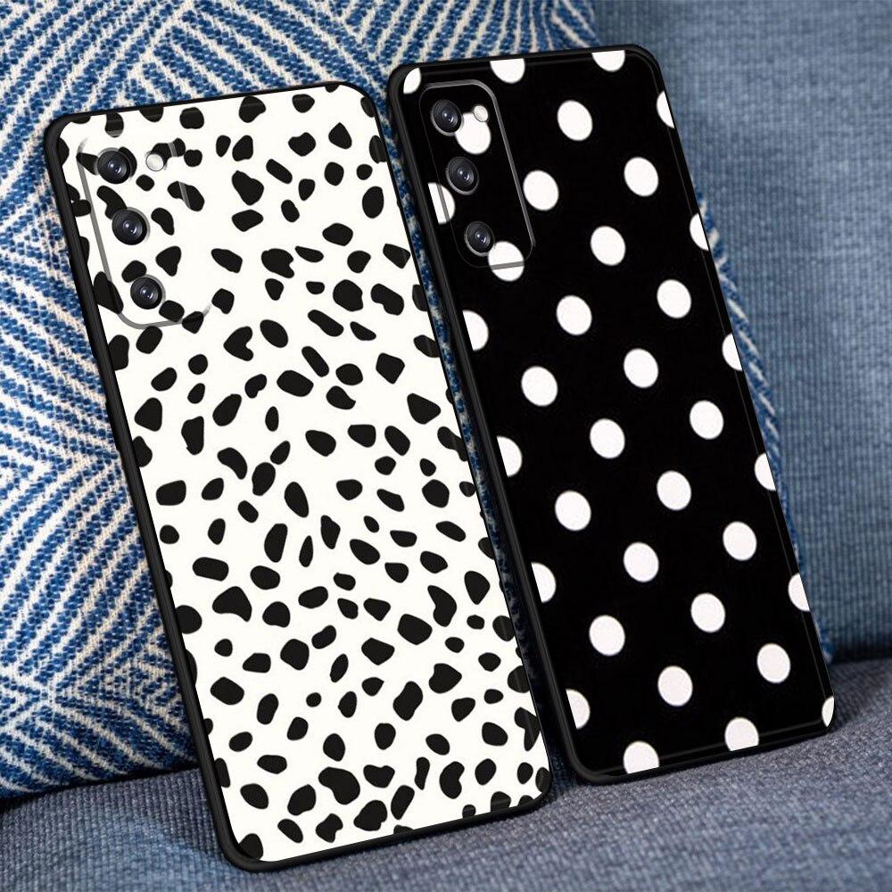 For Samsung Galaxy S10e S22 Ultra 5G S8 S21 Plus S10 S7 S9 S20 FE 2022 Phone Case Black and White Polka Dot Silicone Fundas