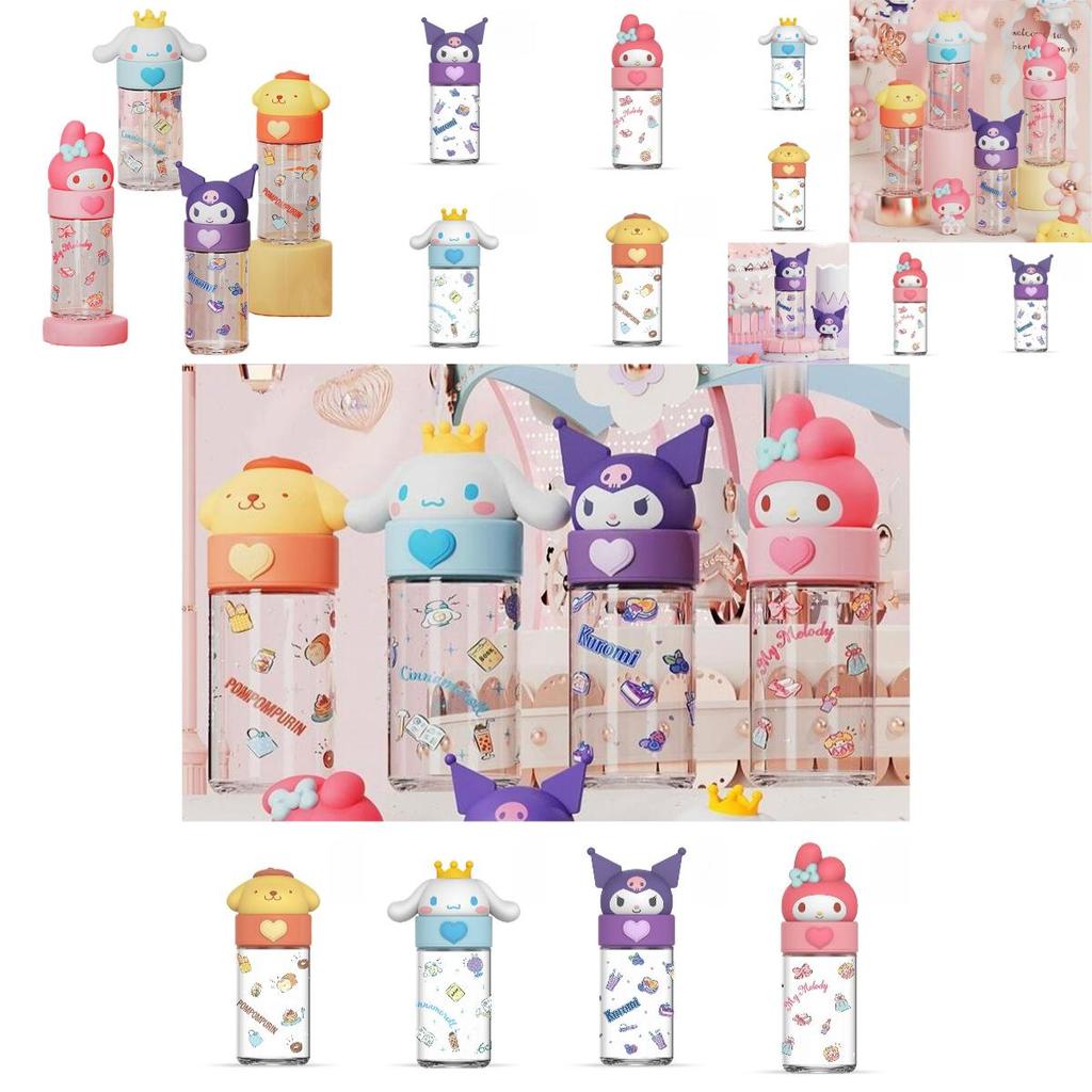 Cute Sanrio Kuromi Cinnamoroll Glass Water Bottle High Quality Cartoon Themed Cup