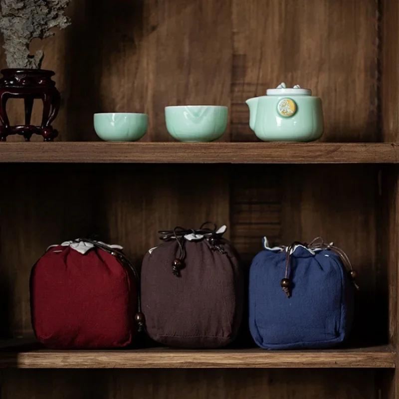Thickened Storage Bag Ceramic Covered Bowl Teacup Travelling Drawstring Bags Multi-functional Medium Teapot Cloth Pouch