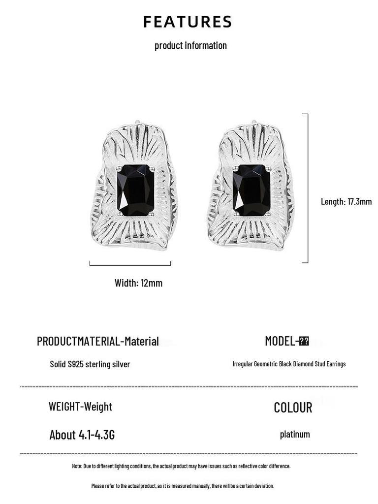 Minority Design 925 Sterling Silver Geometric Black Zircon Earrings for Women