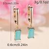 Fashion Green Zircon Geometric Drop Earrings for Women Luxury Gold Color Wedding Party Jewelry