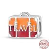 Copper Fashion Travel Airplane Luggage ThreePiece Set Charm Bead Charms Ideal For Women Authentic Bracelets Pendant Do It Yourself Jewellery